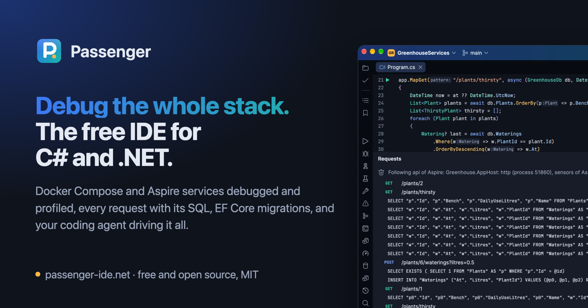 Passenger: free C# and .NET IDE for Windows, macOS and Linux