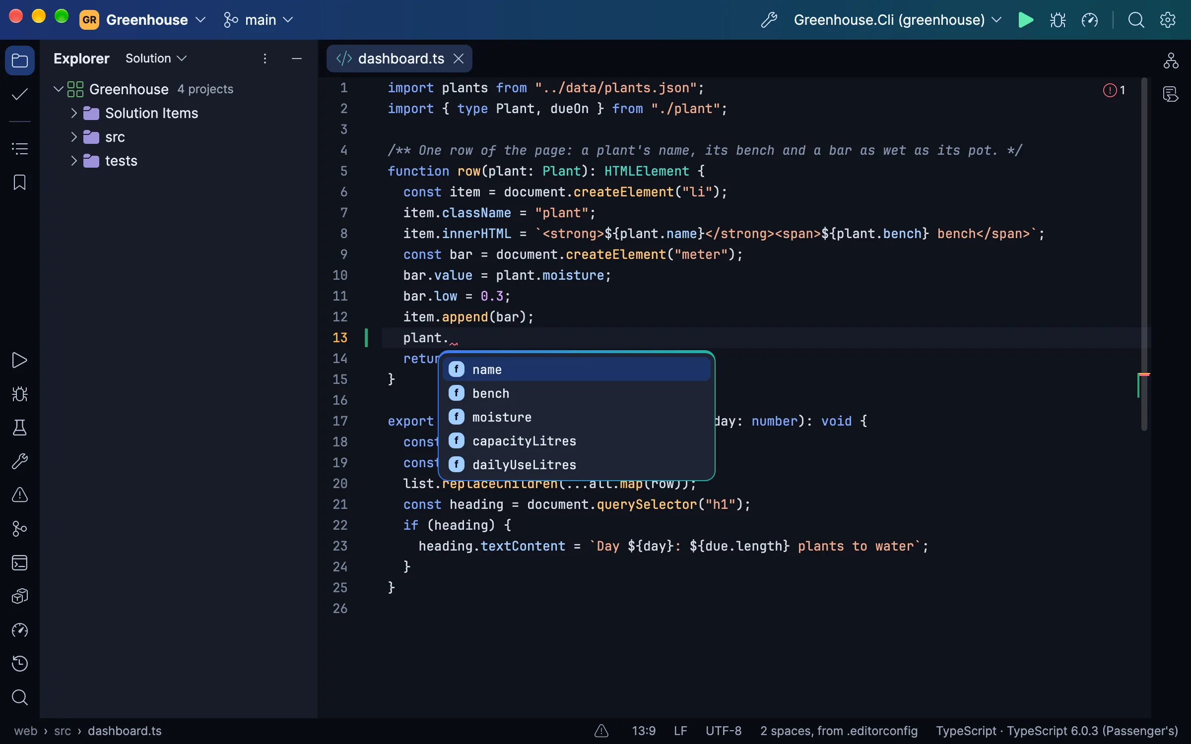 A TypeScript file with its language server's help
